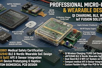 design micro pcb, qi wireless charger, tx rx coil ble, wifi wearable iot devices