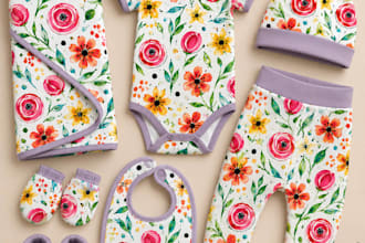 create seamless surface pattern designs for textile, fabric