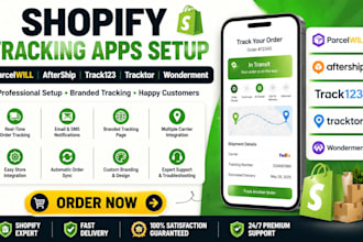 setup shopify tracking apps parcelwill aftership track123 tracktor wonderment