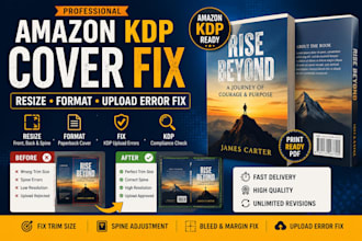 fix, resize and format rejected amazon KDP book cover and KDP upload errors