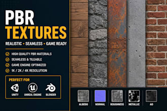 design high quality seamless pbr textures for printing, games and 3d rendering
