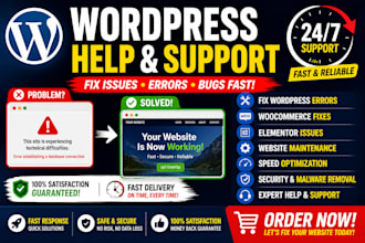 fix wordpress issues, error and provide wordpress help