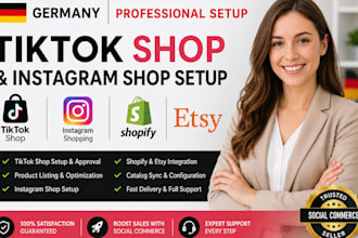 setup germany tiktok shop, german instagram product listing shopify etsy website