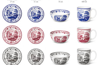 work ceramic cup, saucer, plate artwork for decal production