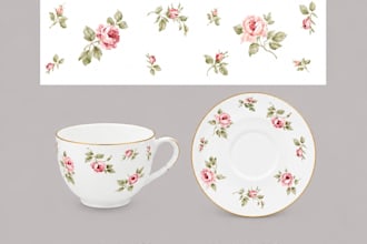 do ceramic cup, saucer, plate artwork for production