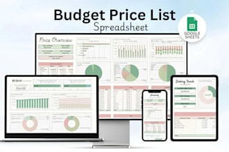 design editable invoice, budget price list, google sheets and excel templates