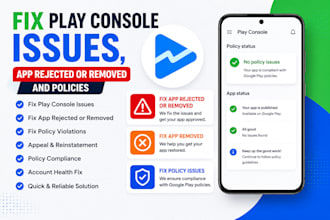 fix play console issues, app reject or removed and policies