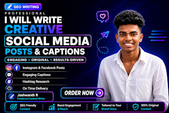 write creative social media posts and captions