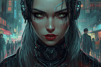 draw you a cyberpunk illustration portrait