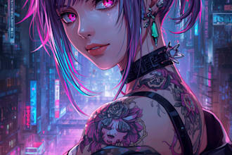 make portrait illustration with cyberpunk anime style