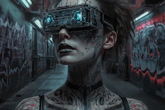 create a futuristic cyberpunk portrait in my unique style