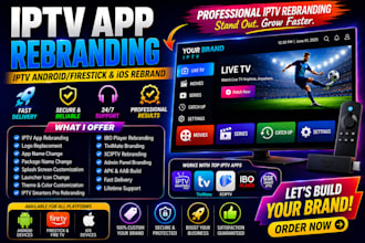 custom iptv logo app rebranding for smarters, tivimate, ibo admin panel