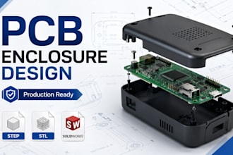 design a consumer electronics pcb fit enclosure and 3d cad model in solidworks
