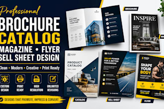 design project catalogue, brochure design, sellsheet, magazine design, flyer