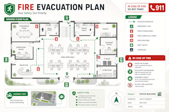 create evacuation plan, fire safety and emergenncy floor plan