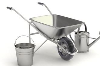 do realistic 3d product render, mockup, garden tools,wheelbarrow,house hold,pail