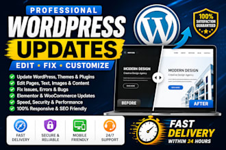 update, edit and customize wordpress website fast