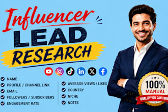 do influencer research youtube,instagram leads, email list