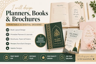 design islamic planners, books, and social media layouts