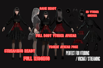 model realistic 3d vtuber avatar, vrchat with arkit facial tracking and rigging