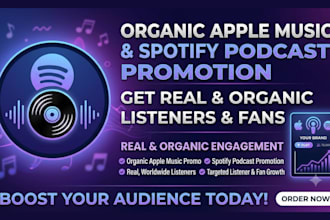 do organic apple music promo spotify podcast promotion marketing real listeners