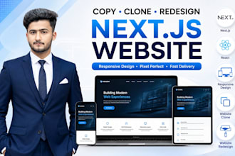 copy clone website, redesign and build  responsive nextjs websites
