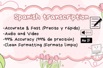 realizaré transcripciones de audios y videos en español