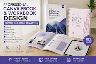 design editable canva ebook, workbook, pdf lead magnet, canva ebook and workbook