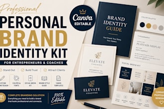 design personal brand identity kit for entrepreneurs and coaches, canva branding