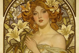 design art nouveau neo traditional vintage portrait