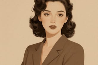 draw portrait illustration with retro vintage style