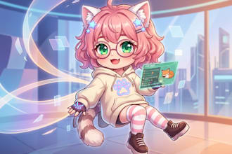 draw custom chibi anime character or vtuber