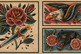 draw traditional or neo traditional tattoo style design