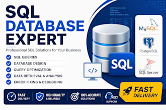 write sql queries, optimize databases, and fix sql errors