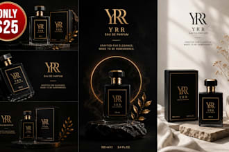 design luxury perfume packaging, 3d bottle and box branding