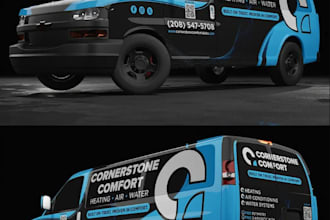 design a professional car wrap branding for business vehicle and fleet graphics