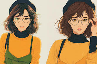 draw a custom anime illustration in anime style design for your oc