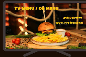 design a digital TV screen menu or qr code restaurant menu
