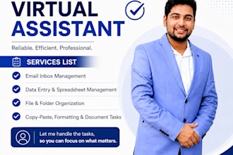 be your reliable virtual assistant for admin tasks, data entry, and scheduling