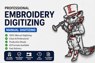 manually digitize embroidery logo to dst,pes,jef,exp