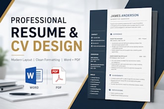 create and format a professional resume CV in word and PDF