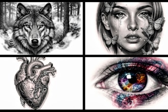 create unique realism tattoo design with my style