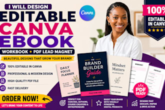 design editable canva ebook, canva workbook, pdf lead magnet, canva workbook