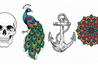 design a tattoo in black and white or in color