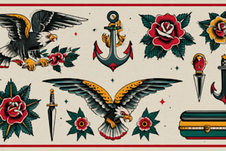 create a traditional or neo traditional tattoo design