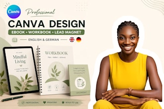 design professional canva ebook workbook lead magnet in english and german