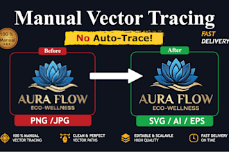 manually vector trace logo and convert to svg, ai, eps