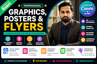 design professional canva graphics, posters, flyers