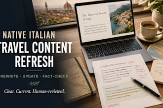 rewrite and update italian travel articles for SEO and accuracy