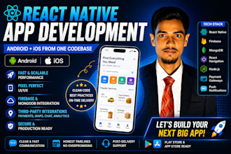 develop a react native app for android and ios